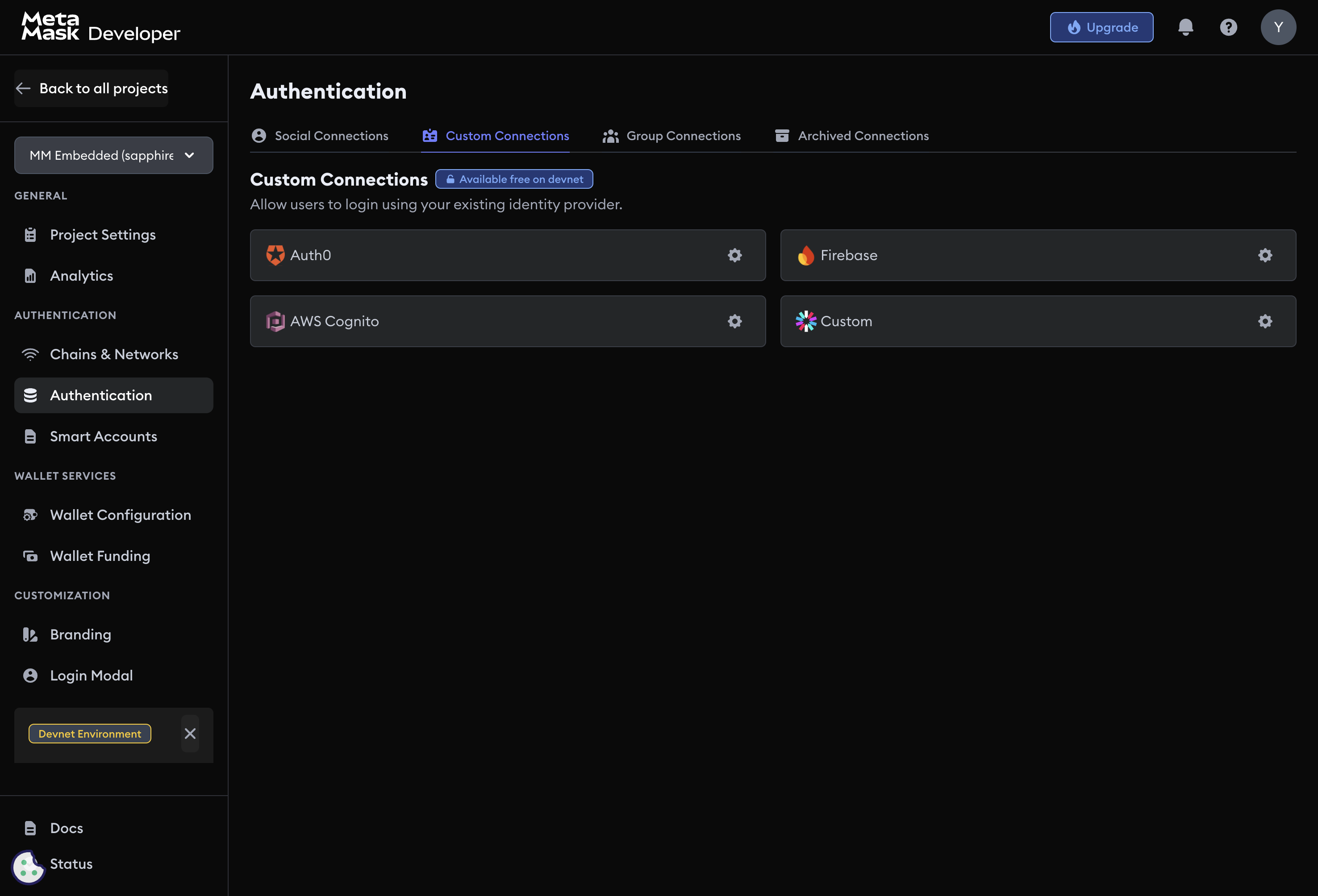 Custom Connection Options