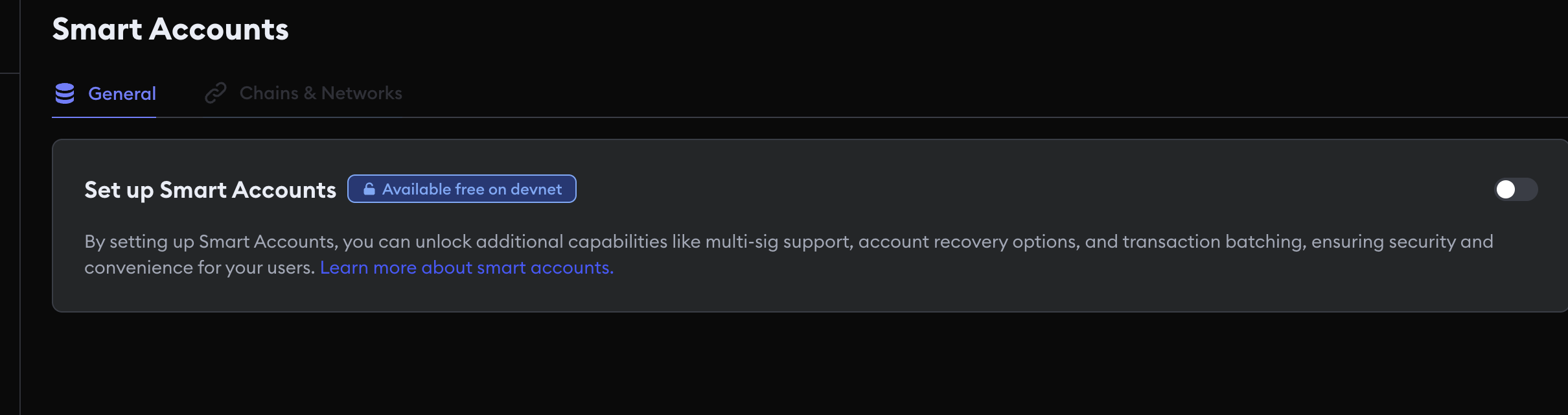 Enable Smart accounts